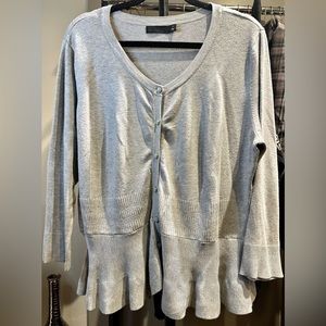 New York & Co. 7th Ave Gray front button peplum sweater. Size: XL